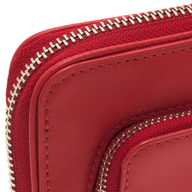 Pre Owned Tumi Red Leather Zip-Around Wallet 