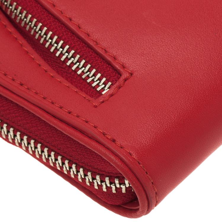 Pre Owned Tumi Red Leather Zip-Around Wallet 