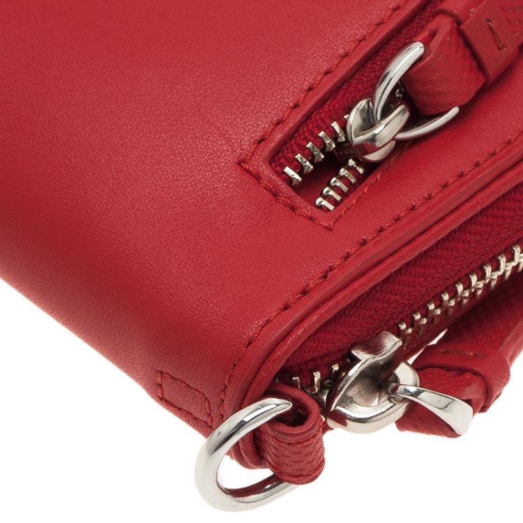 Pre Owned Tumi Red Leather Zip-Around Wallet 