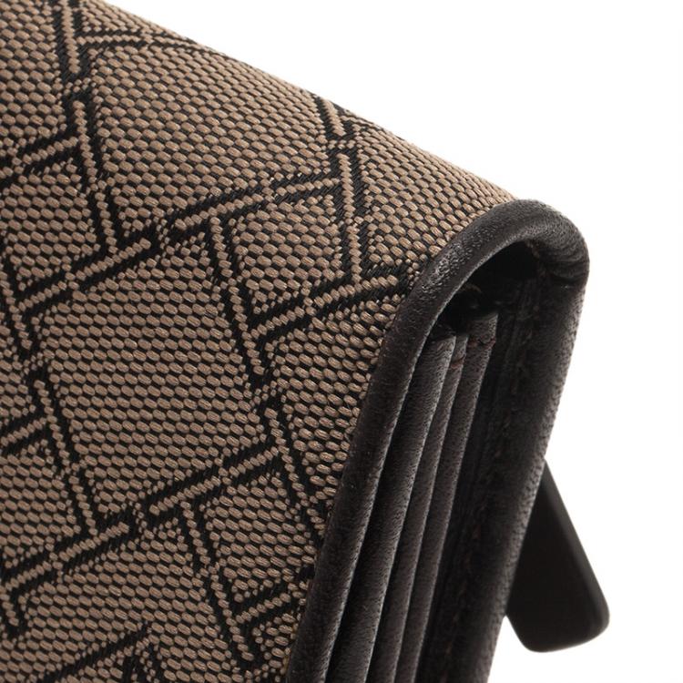Pre Owned Tumi Brown Leather and Canvas Logo Continental Flap Wallet