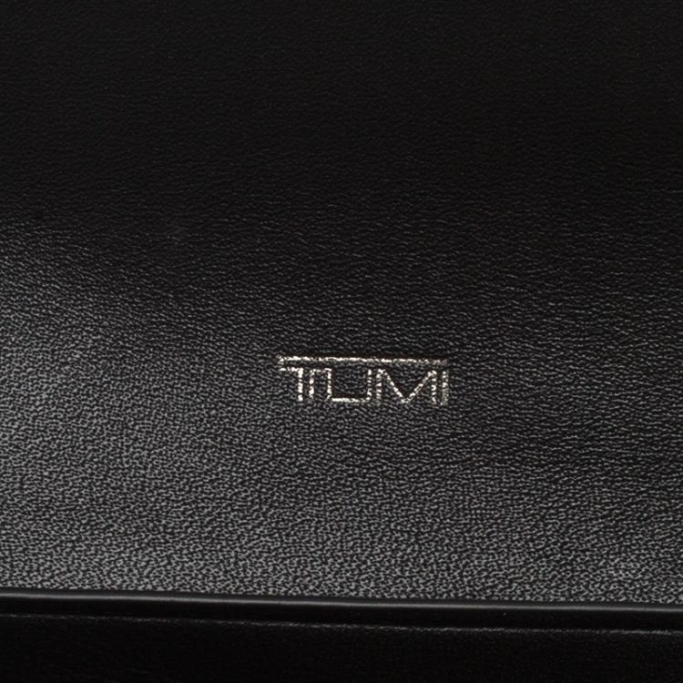 Pre Owned Tumi Brown Leather and Canvas Logo Continental Flap Wallet