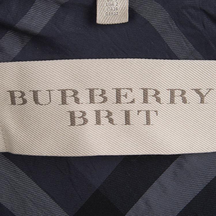 Pre Owned Burberry Brit Grey Wool Belted Trench Coat XS