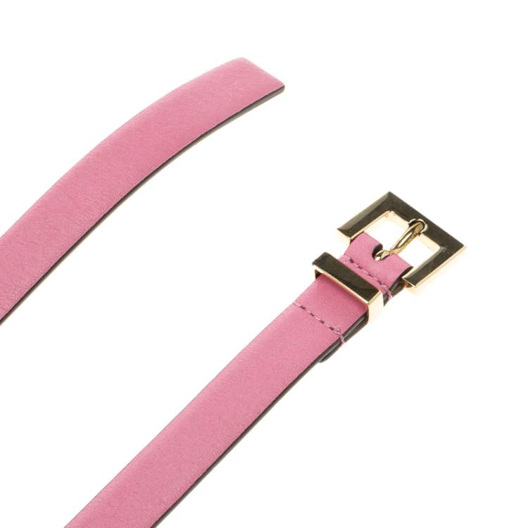 Pre Owned Valentino Pink Leather Rockstud Skinny Belt 80CM