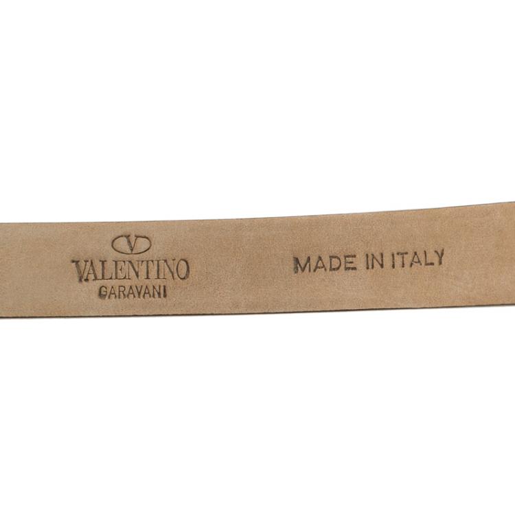 Pre Owned Valentino Pink Leather Rockstud Skinny Belt 80CM