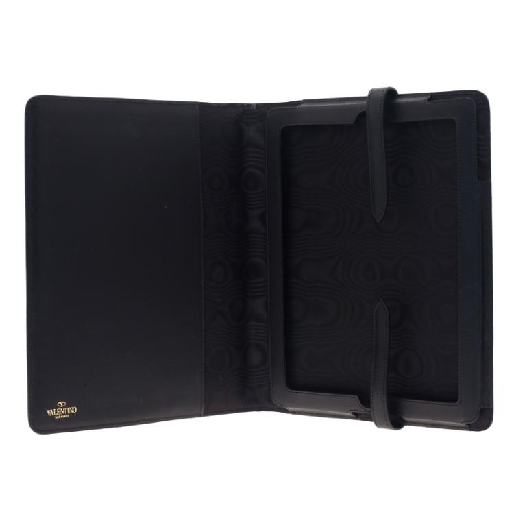 Pre Owned Valentino Grey Lace Embossed Leather iPad Case