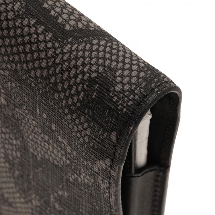 Pre Owned Valentino Grey Lace Embossed Leather iPad Case