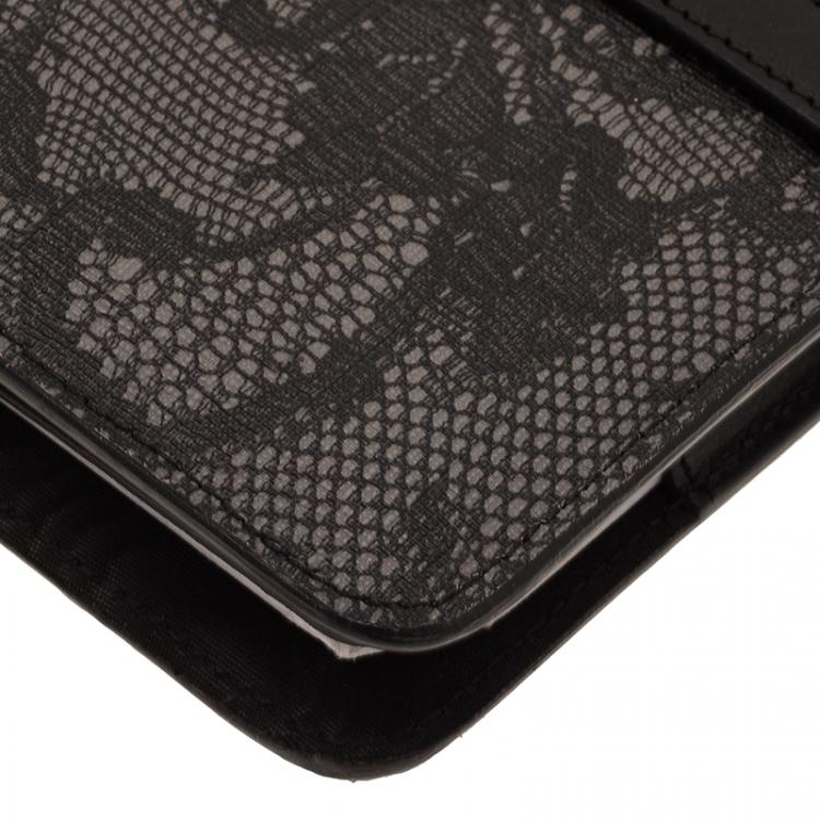 Pre Owned Valentino Grey Lace Embossed Leather iPad Case