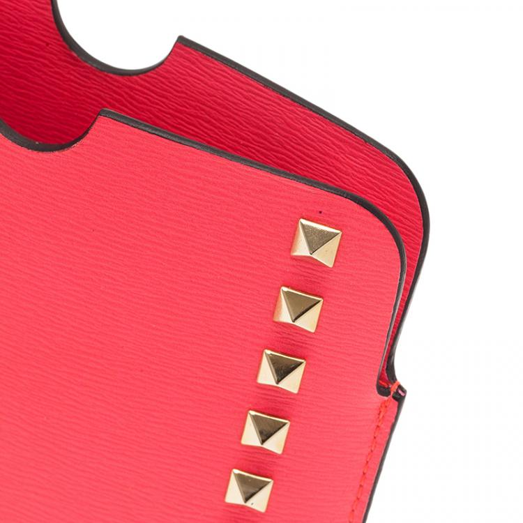 Pre Owned Valentino Neon Pink Leather Rockstud iPad Mini Case 