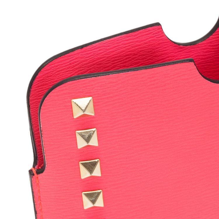 Pre Owned Valentino Neon Pink Leather Rockstud iPad Mini Case 