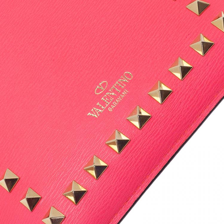 Pre Owned Valentino Neon Pink Leather Rockstud iPad Mini Case 