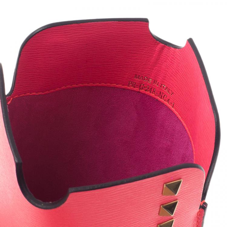 Pre Owned Valentino Neon Pink Leather Rockstud iPad Mini Case 