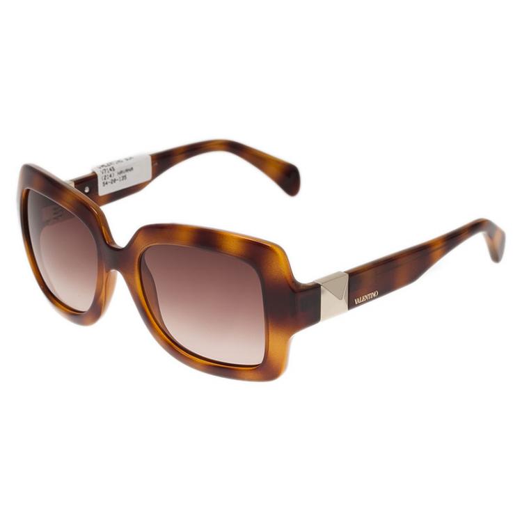 Pre Owned Valentino Tortoise Frame V714S Superstud Square Sunglasses