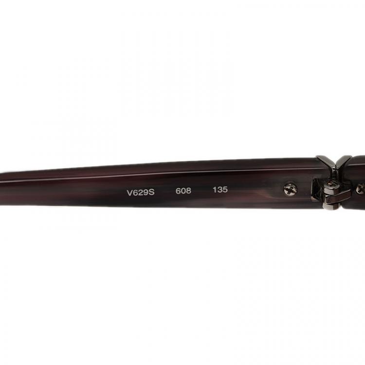 Pre Owned Valentino Red V629S Square Sunglasses