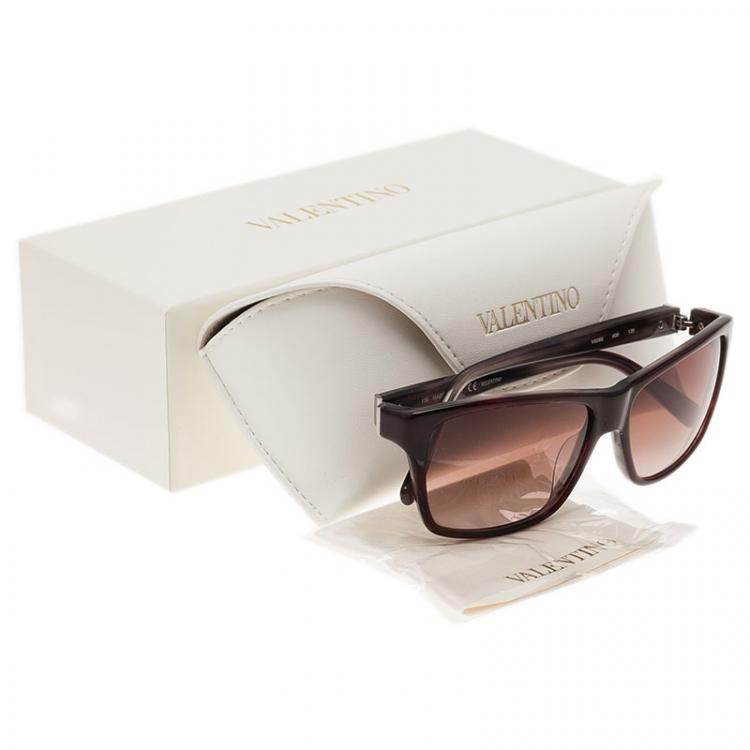 Pre Owned Valentino Red V629S Square Sunglasses