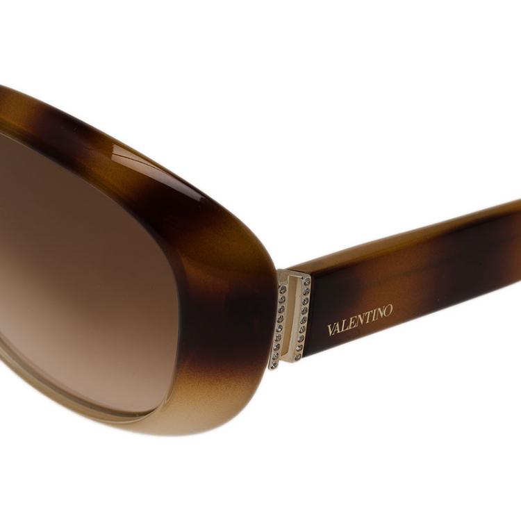 Pre Owned Valentino Beige V620SR Oval Sunglasses
