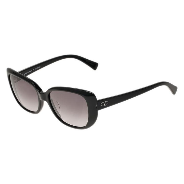 Pre Owned Valentino Black V644S Oval Cat Eye Sunglasses