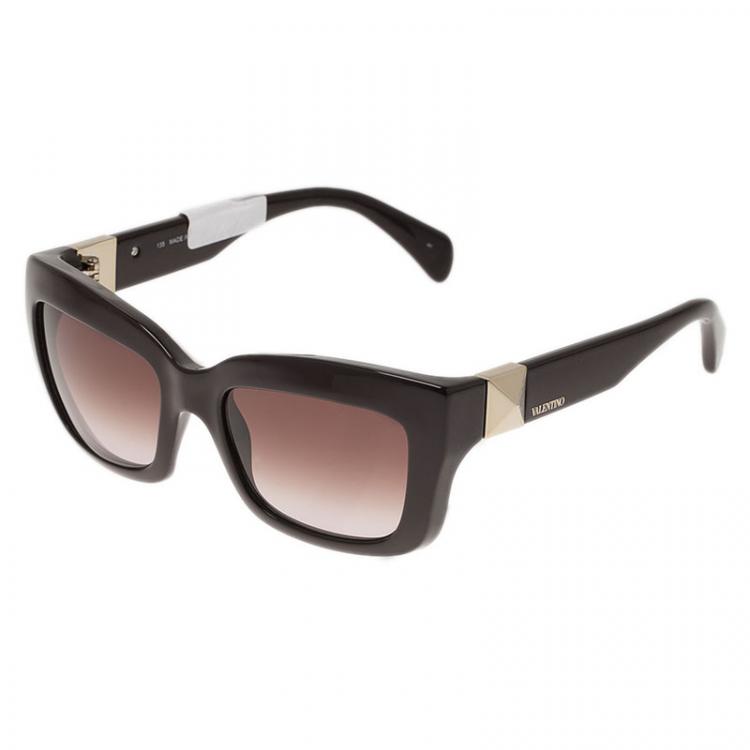 Pre Owned Valentino Brown V692S Superstud Cat Eye Sunglasses