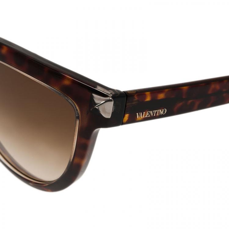 Pre Owned Valentino Tortoise Frame V724S Cat Eye Sunglasses
