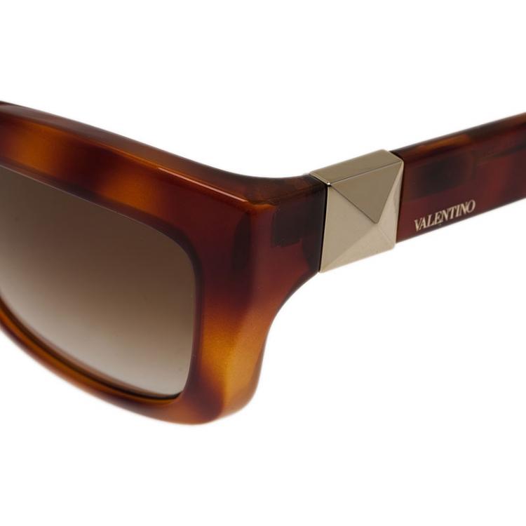 Pre Owned Valentino Tortoise Frame V692S Superstud Cat Eye Sunglasses