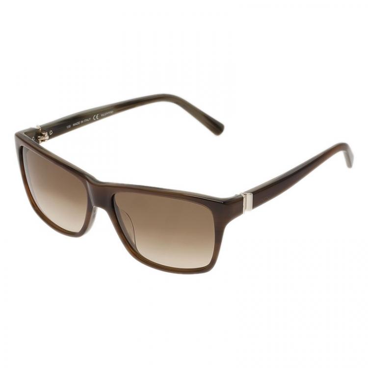 Pre Owned Valentino Light Brown V629S Square Sunglasses