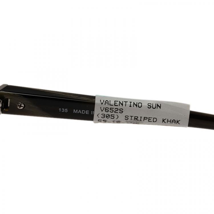 Pre Owned Valentino Brown and Green V652S Round Sunglasses