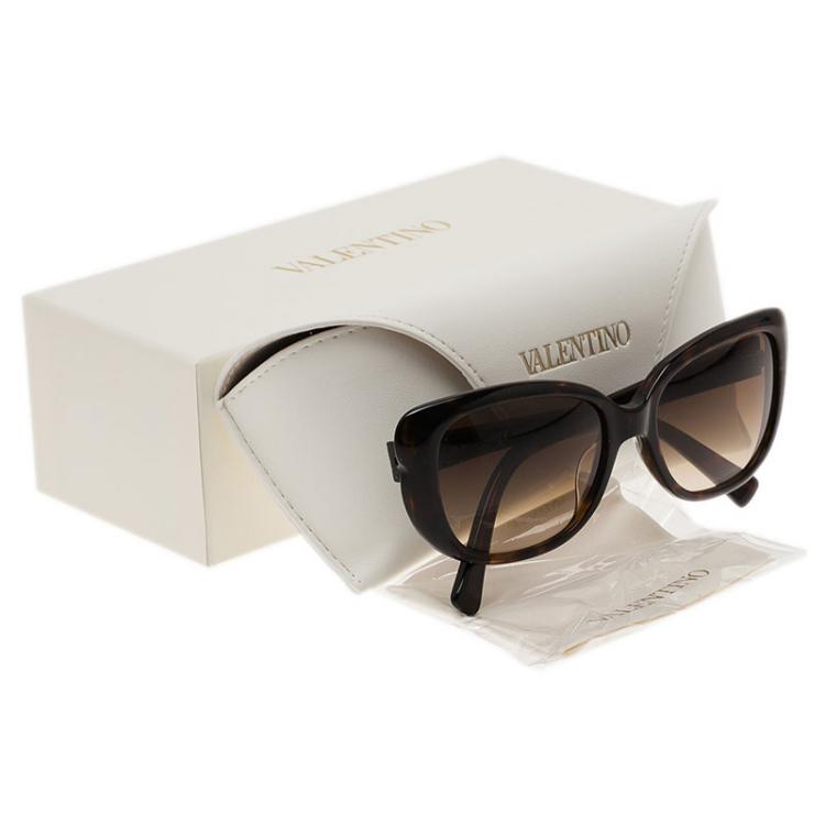 Pre Owned Valentino Brown V644S Oval Cat Eye Sunglasses