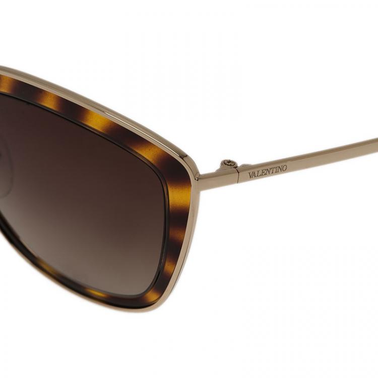 Pre Owned Valentino Tortoise Frame V108S Cat Eye Sunglasses