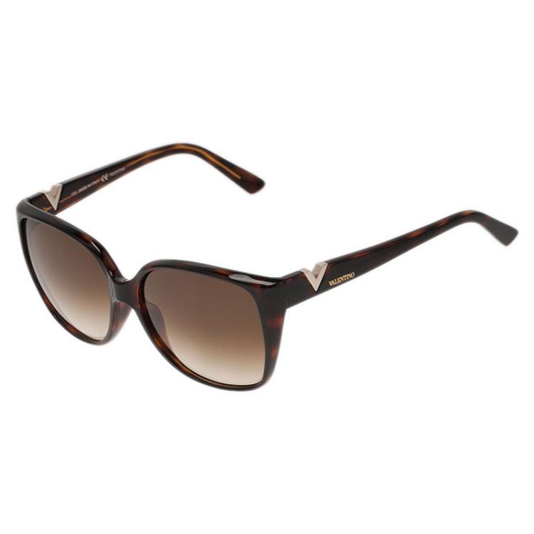 Pre Owned Valentino Brown V624S Oversized Cat Eye Sunglasses