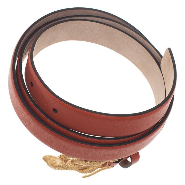 Pre Owned Valentino Orange Leather Phoenix Belt 90CM 