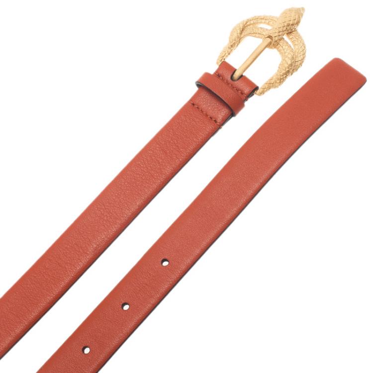 Pre Owned Valentino Orange Leather Phoenix Belt 90CM 