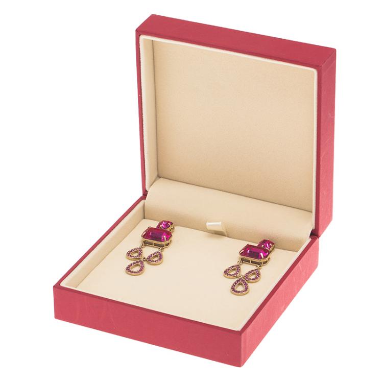 Pre Owned Valentino Pink Crystal Gold Tone Long Dangle Pierce Earrings