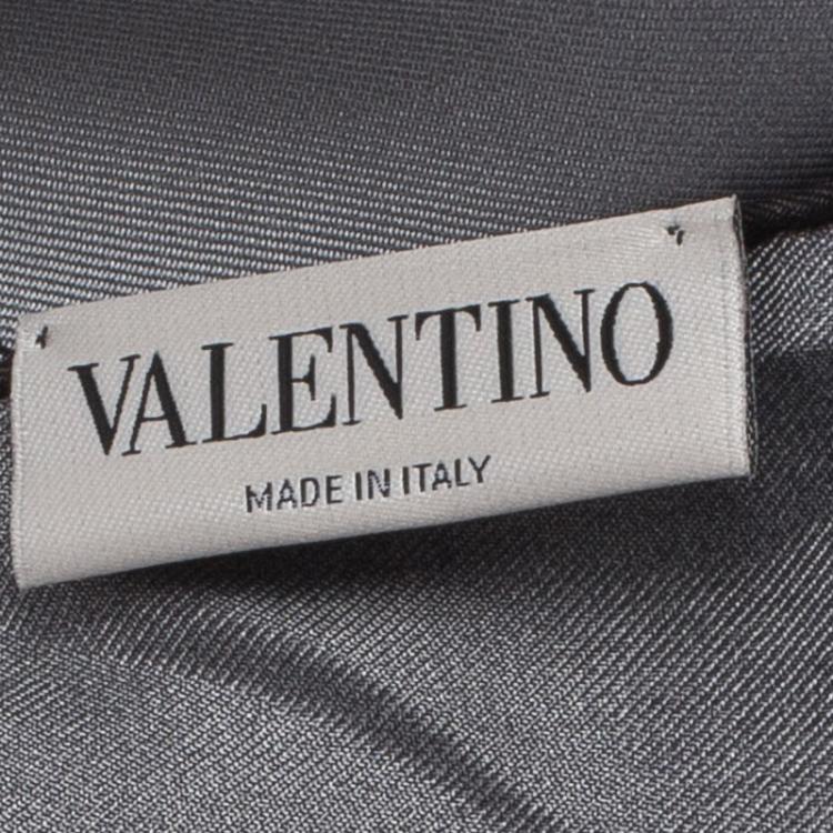 Pre Owned Valentino Grey Eagle Printed Silk Square Scarf