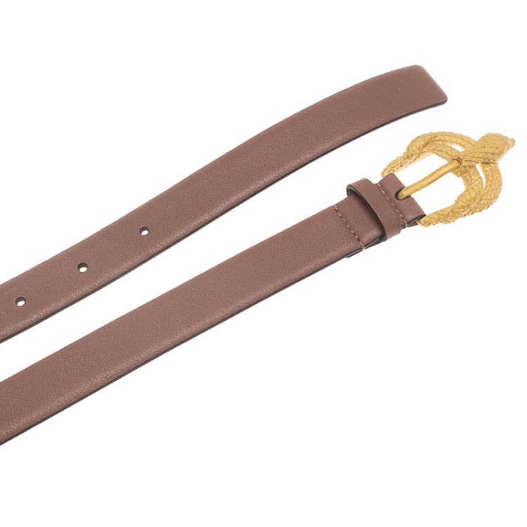 Pre Owned Valentino Brown Leather Phoenix Buckle Belt 90 CM