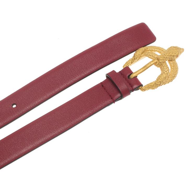Pre Owned Valentino Maroon Leather Phoenix Buckle Belt 90 CM