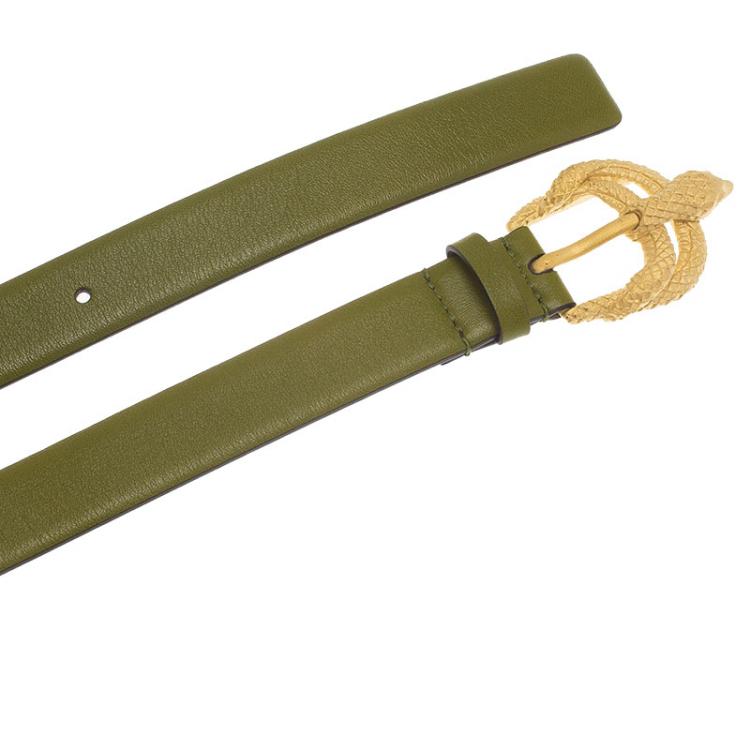 مملوكة مسبقًا Valentino Green Leather Phoenix Buckle Belt 95 CM