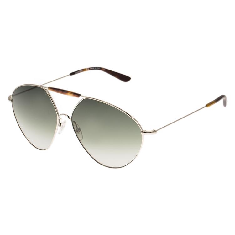 Pre Owned Valentino Brown and Silver V122S Aviator Sunglasses