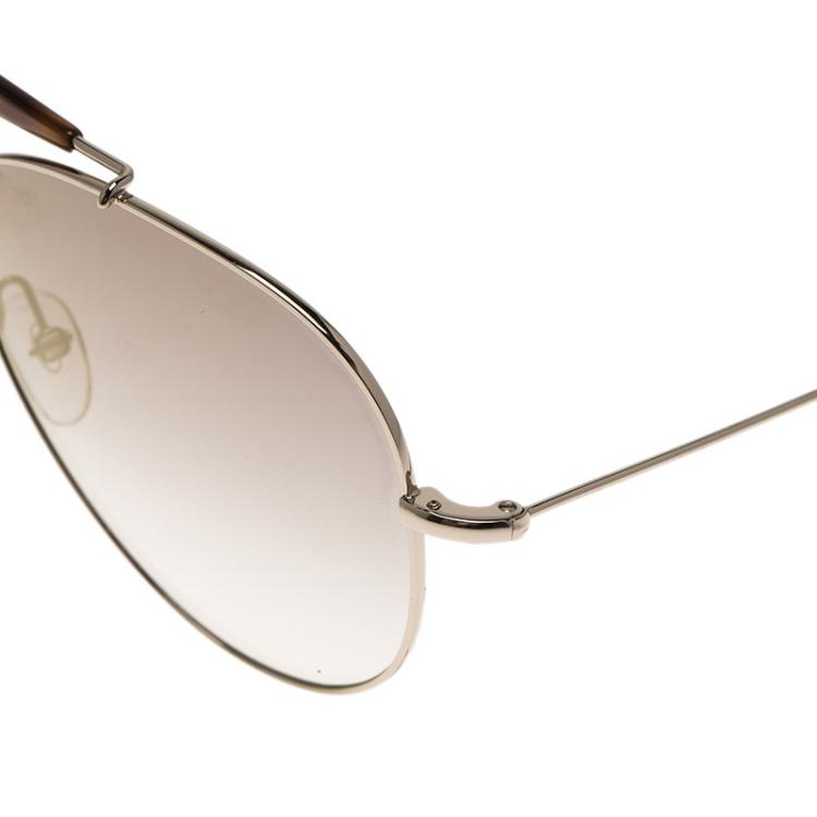 Pre Owned Valentino Silver and Tortoise V120S Aviator Sunglasses