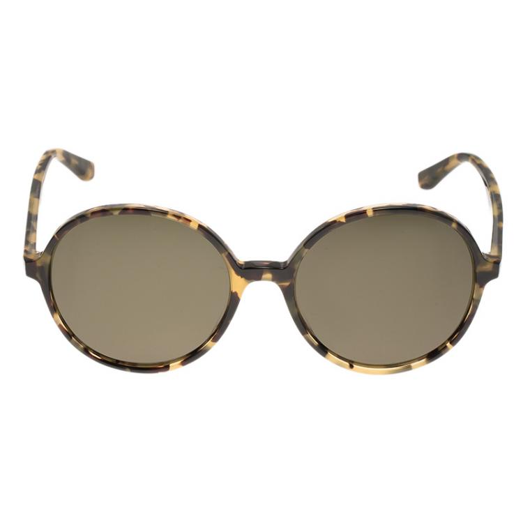 Pre Owned Valentino Tortoise Frame V729S Round Sunglasses