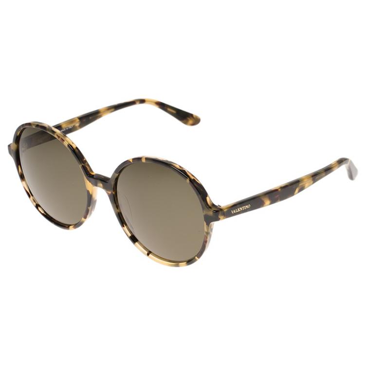 Pre Owned Valentino Tortoise Frame V729S Round Sunglasses