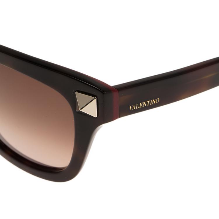 Pre Owned Valentino Brown and Red V656S Rockstud Wayfarers