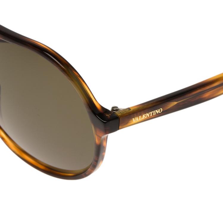 مملوكة مسبقًا Valentino Tortoise Frame V727S Round Sunglasses