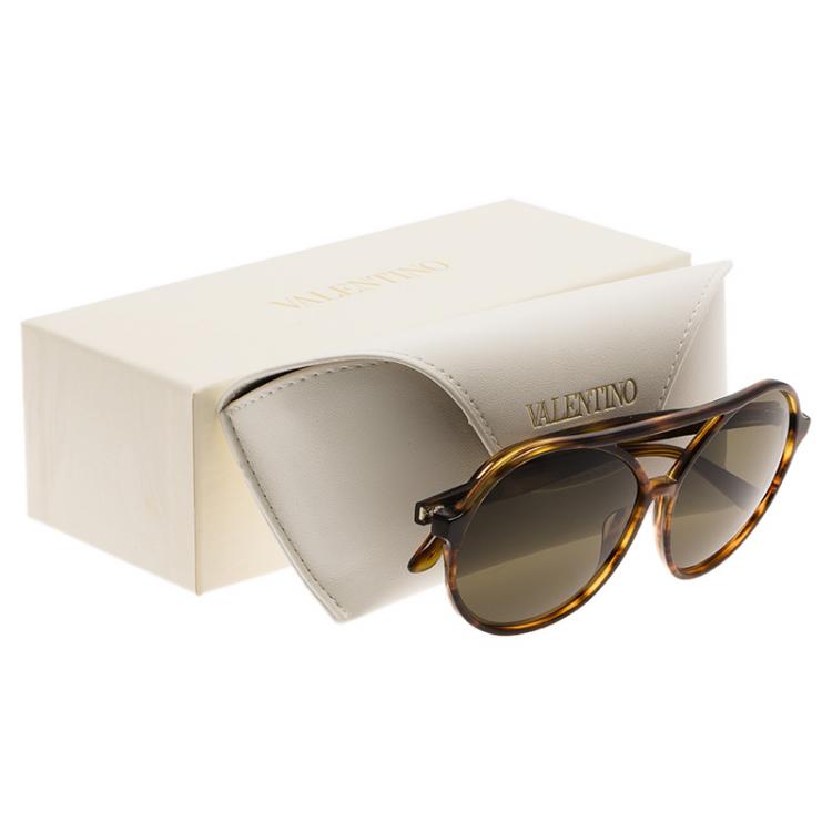 مملوكة مسبقًا Valentino Tortoise Frame V727S Round Sunglasses