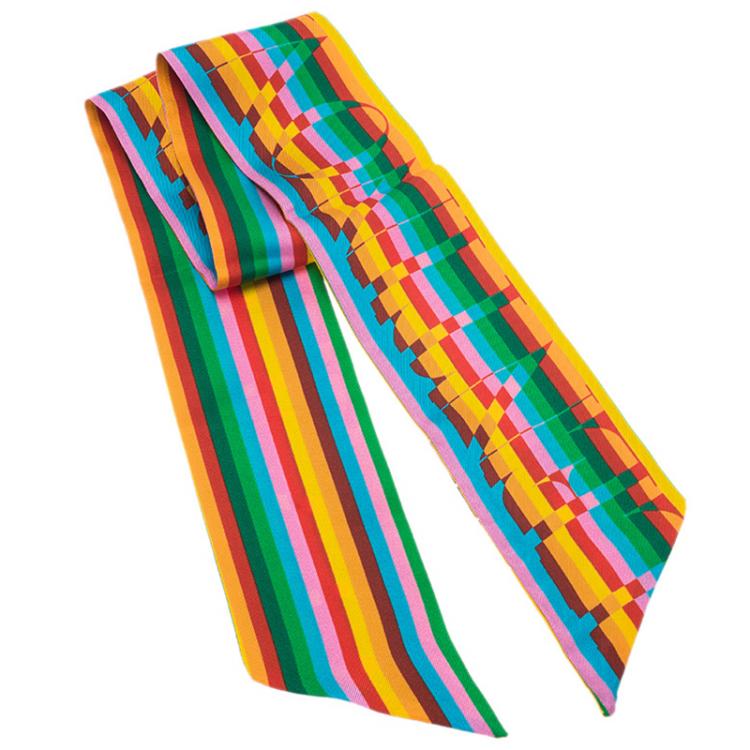 Pre Owned Valentino Multicolor Monogram Printed Silk Neck Scarf