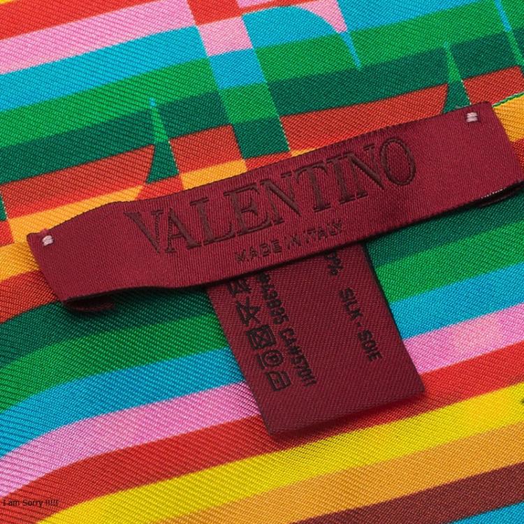 Pre Owned Valentino Multicolor Monogram Printed Silk Neck Scarf