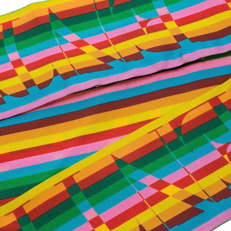 Pre Owned Valentino Multicolor Monogram Printed Silk Neck Scarf