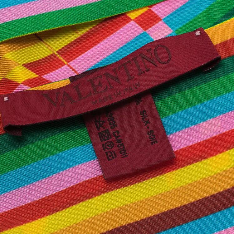 Pre Owned Valentino Multicolor Monogram Printed Silk Neck Scarf