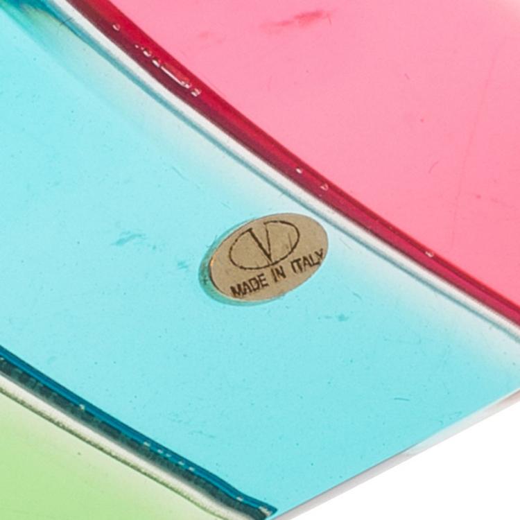 Pre Owned Valentino Rainbow Plexiglass Multicolor Wide Cuff Bracelet 17cm