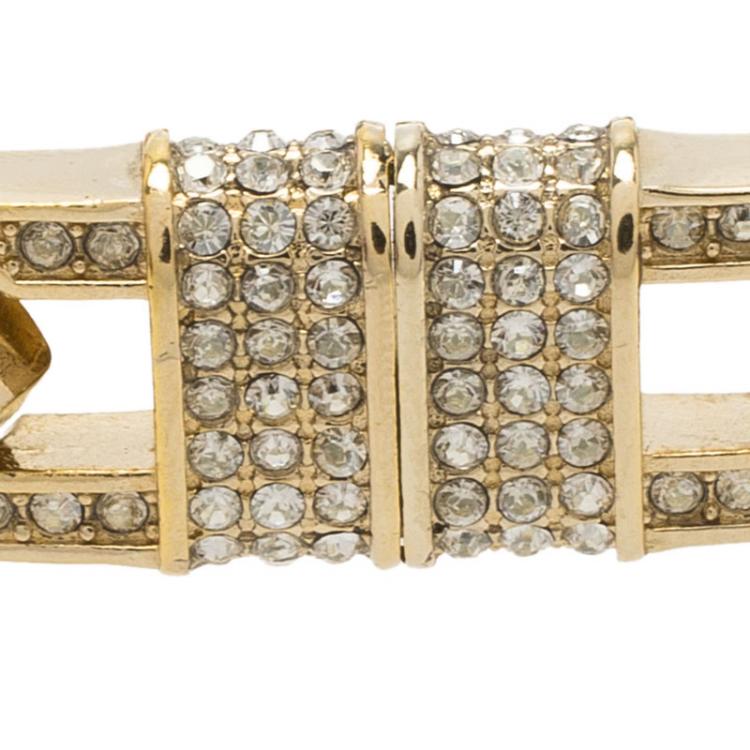 مملوكة مسبقًا Valentino Crystal Studded Chain Link Gold Tone Bracelet 18.50cm