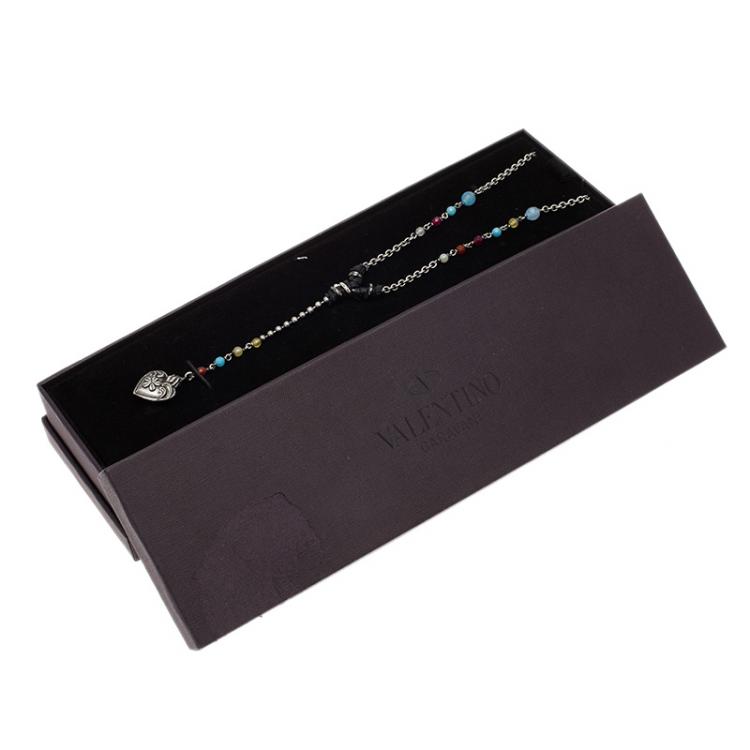 مملوكة مسبقًا Valentino Multicolor Beads, Leather Trims and Silver Tone Heart Long Necklace