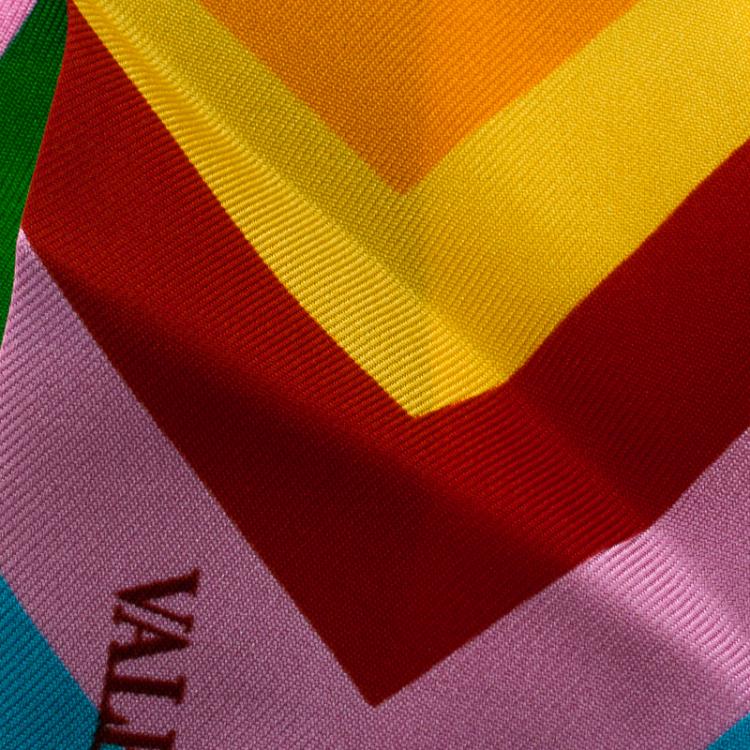 Pre Owned Valentino Multicolor Chevron Printed Silk Bandeau